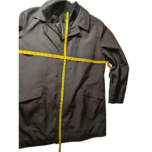 VTG Sanyo Men's Black Trench Coat with Button-Out Liner Size 2XL EUC - Picture 8 of 8